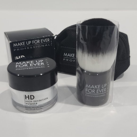 💖NEW MAKE UP FOR EVER $77 SET: HD Kabuki Brush + HD High Definition Powder  NEW - Picture 5 of 15
